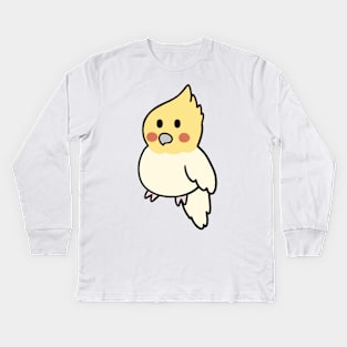 Cute Lutino Pearl Cockatiel Kids Long Sleeve T-Shirt